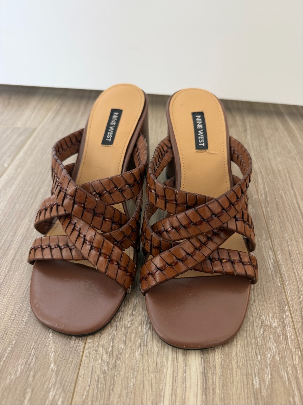 Nine West Brown Braided Slip-On heels